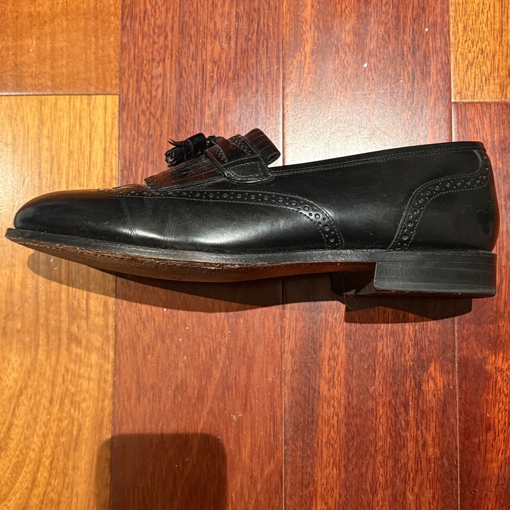 Men's Bostonian Leather Tassel Black Loafer Dress Shoes Slip on  10.5 Shoe Trees - Picture 10 of 16